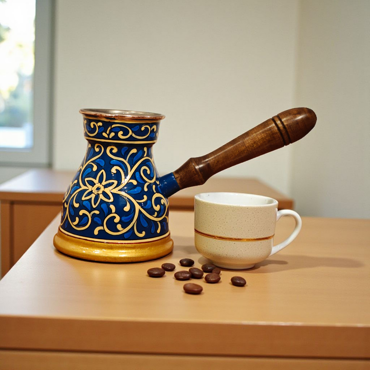 Turkish Coffee Pot Traditional Copper Ibrik Cezve 400ml - Hagia Sophia