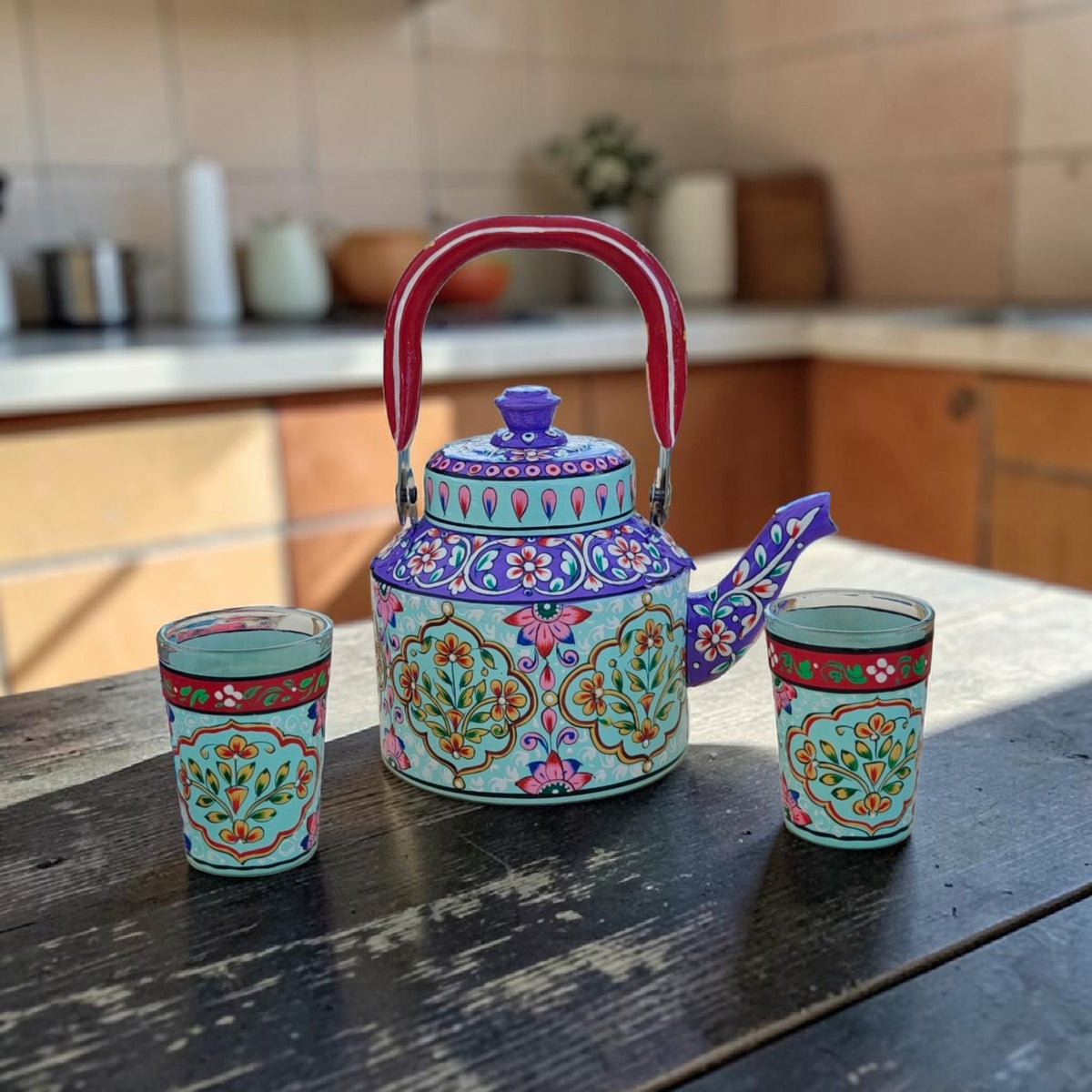 Tea Kettle 1L & 1.5L — Lavendar Sea Blue Floral Design