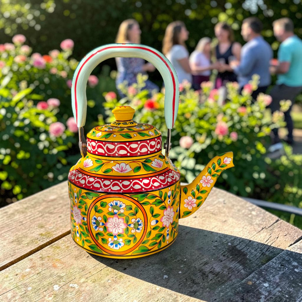 Artisan hand-painted stainless steel tea kettle 1L by Dastkaari