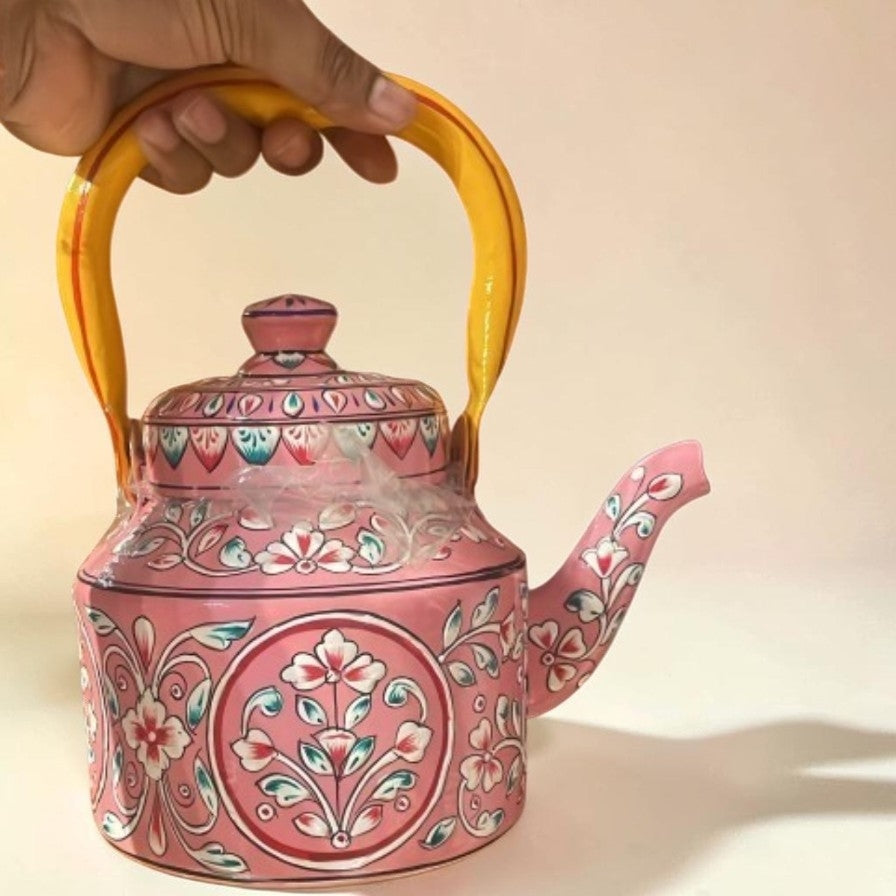 Tea Kettle 1L — Floral Design Coral Pink