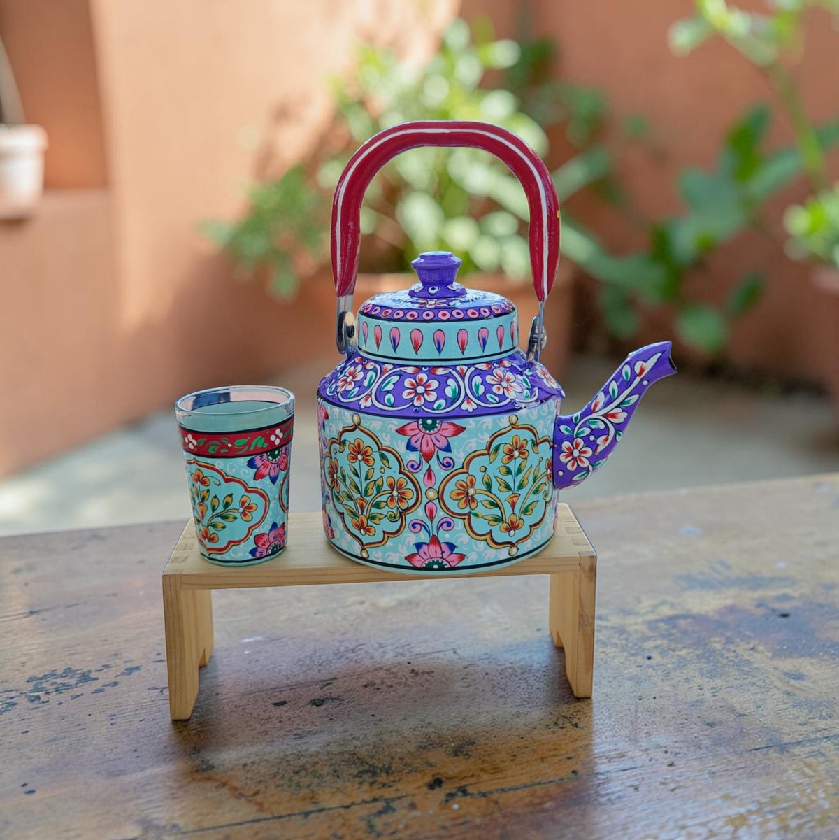 Tea Kettle 1L & 1.5L — Lavendar Sea Blue Floral Design