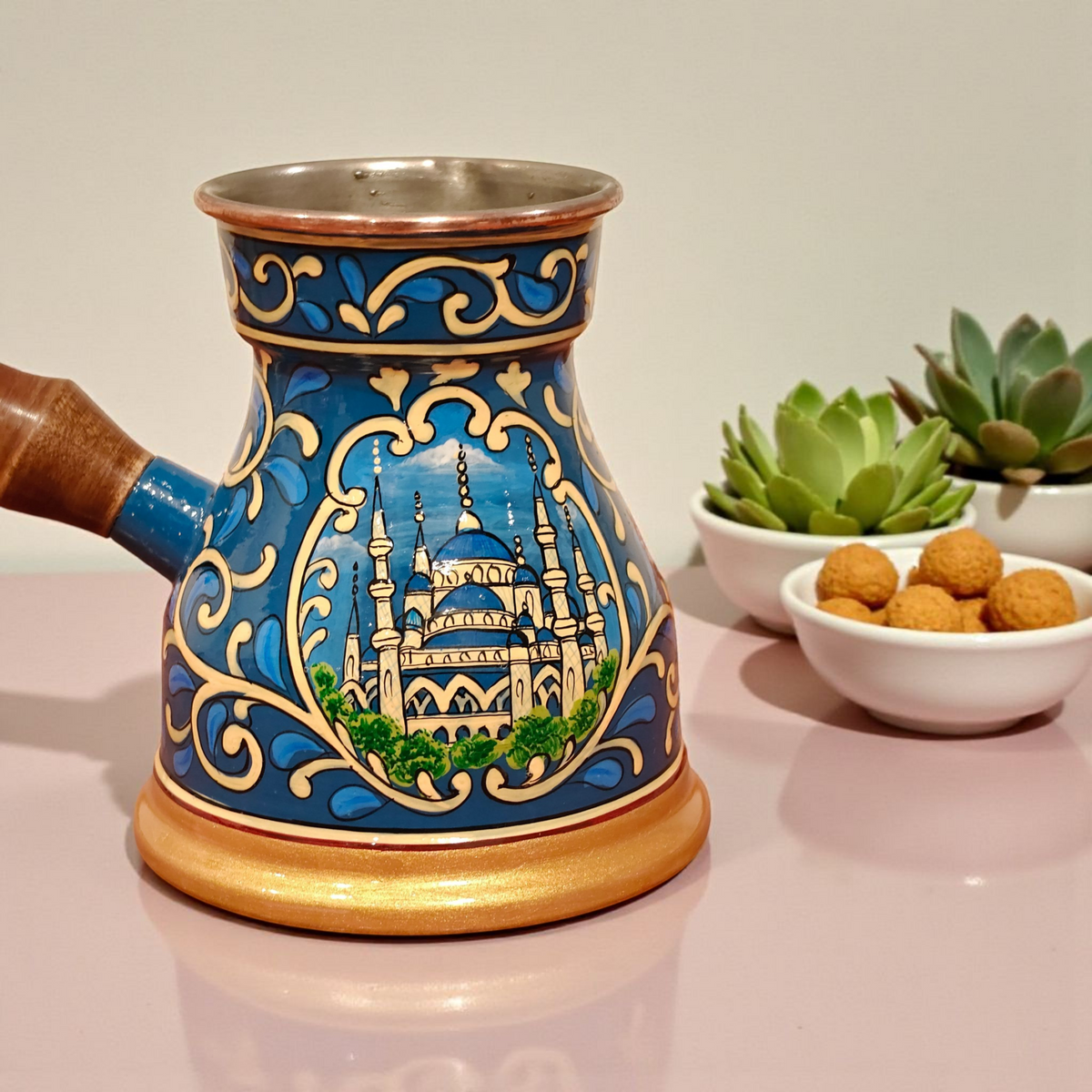 Turkish Coffee Pot Traditional Copper Ibrik Cezve 400ml - Hagia Sophia