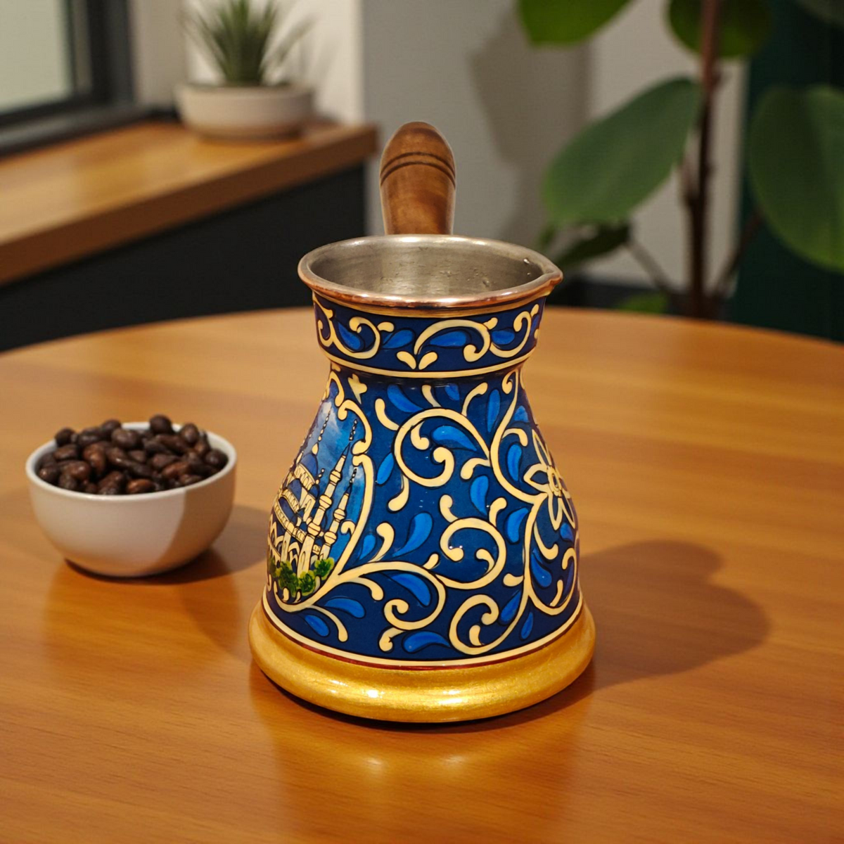 Turkish Coffee Pot Traditional Copper Ibrik Cezve 400ml - Hagia Sophia