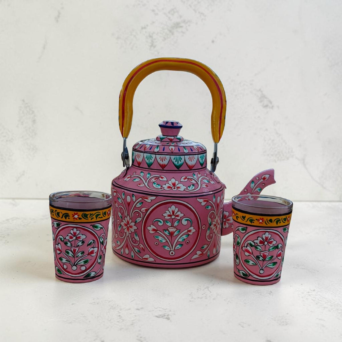 Tea Kettle 1L — Floral Design Coral Pink