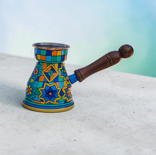 Hand-Painted Turkish Coffee Pot Cezve 400ml – Islamic Geometric Design