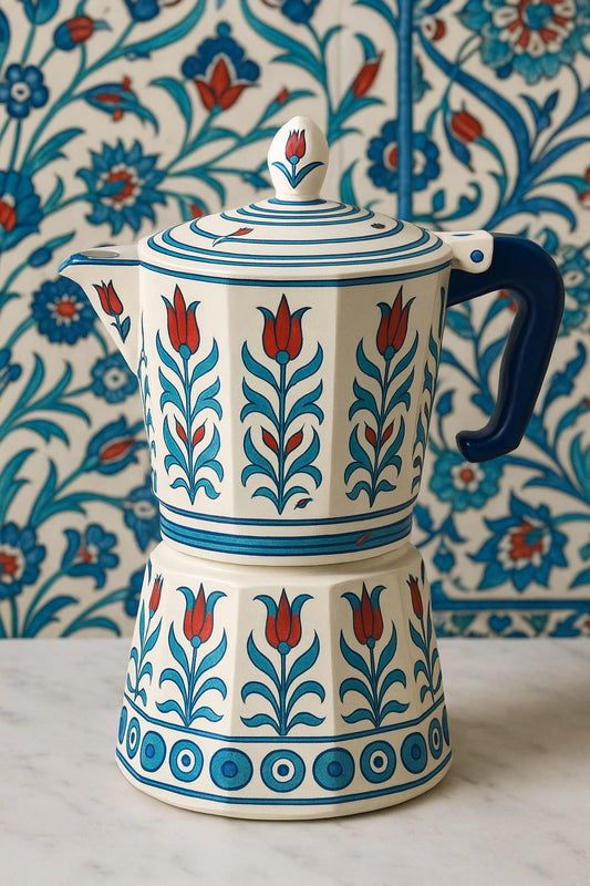 Hand-painted moka pot unique housewarming gift for coffee lovers by Dastkaari