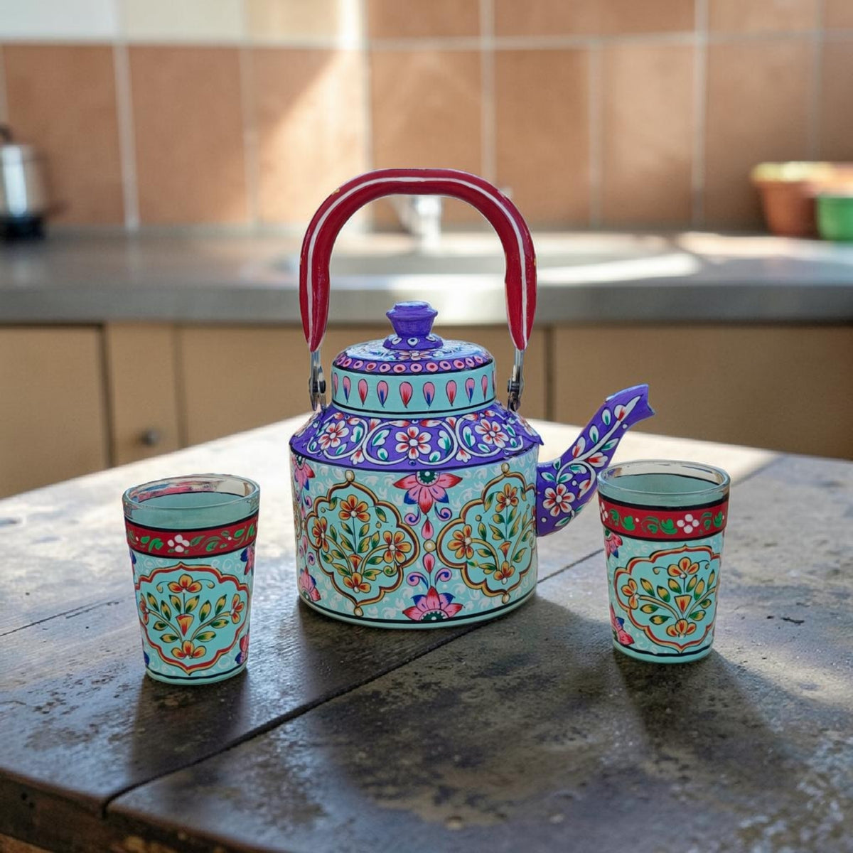 Tea Kettle 1L & 1.5L — Lavendar Sea Blue Floral Design