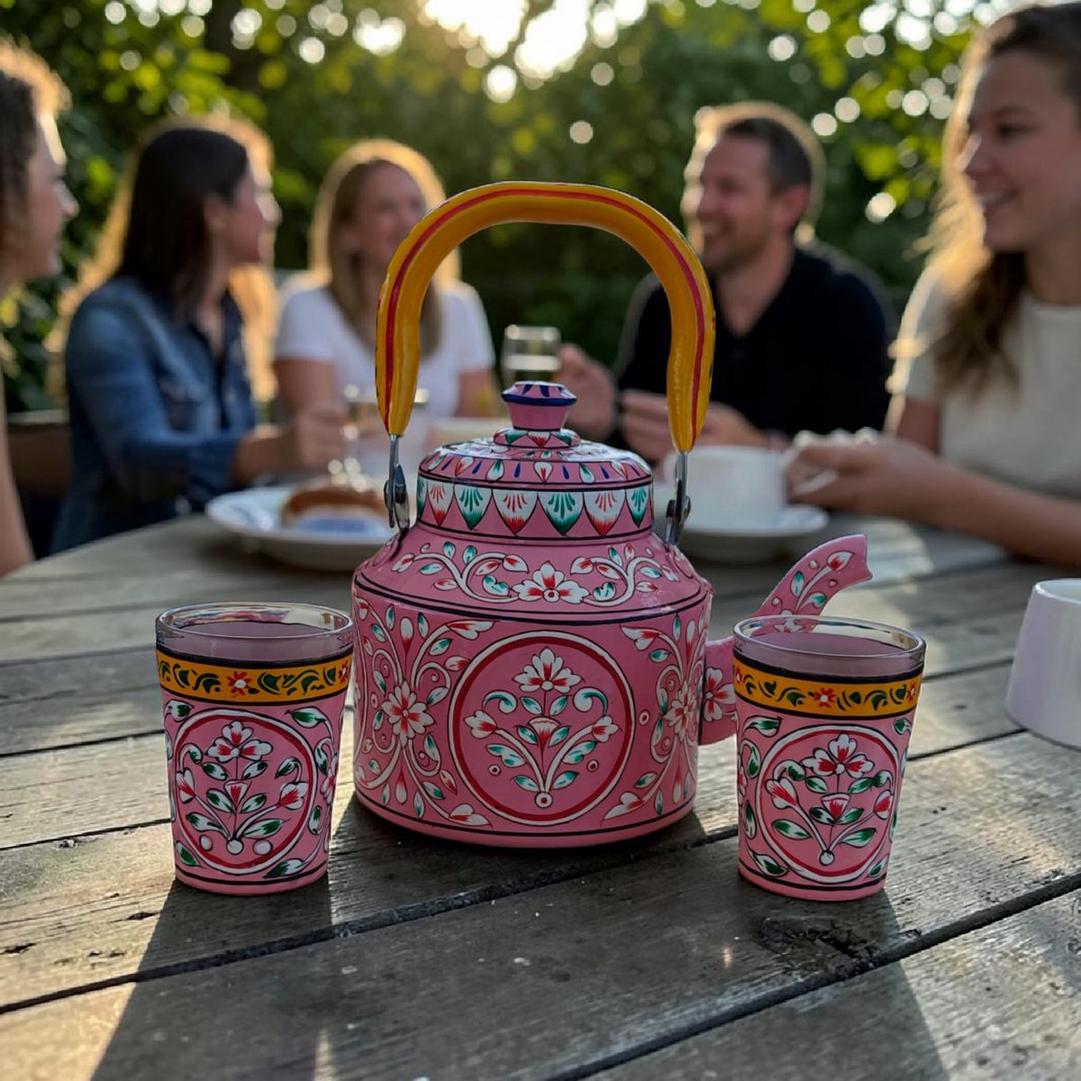 Tea Kettle 1L — Floral Design Coral Pink
