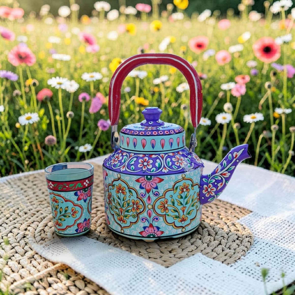 Tea Kettle 1L & 1.5L — Lavendar Sea Blue Floral Design