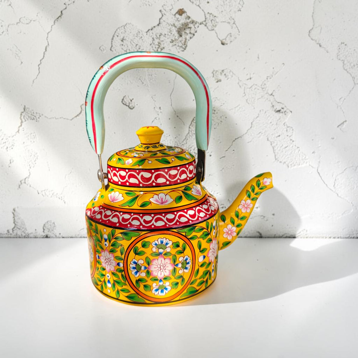 Hand-painted stainless steel tea kettle 1L unique housewarming gift by Dastkaari