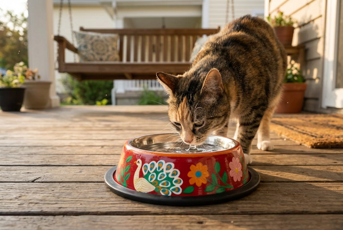 Stainless Steel Pet Bowl with Non-Slip Ring | White Peacock series